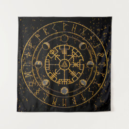 Gold Energy Norse Runes Altar Tuch - Tarot Wandteppich