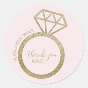 Gold Engagement Ring Bridal Shower Thank You Runder Aufkleber