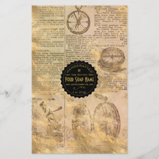 Gold Ephemera Vintag Soap Wrap Paper - Satin
