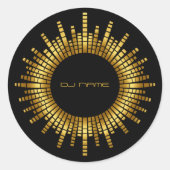 Gold-Equalizer-DJ-Name Runder Aufkleber (Vorderseite)