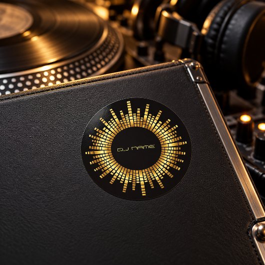 Gold-Equalizer-DJ-Name Runder Aufkleber