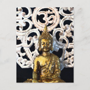 Gold Erde Buddha OM Aum Mantra Ajna Meditation Postkarte