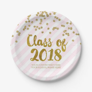 Gold erröten rosa Confetti-Abschluss 2018 Pappteller