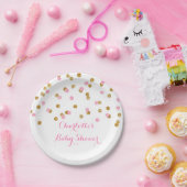 Gold erröten rosa Confetti-Babyparty-Platte Pappteller (Party)