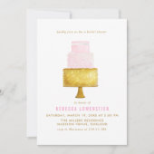 Gold erröten rosa Hochzeits-Kuchen-Brautparty Einladung (Vorderseite)