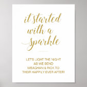 Gold es begann mit einem Sparkle Wedding Sparkler Poster (Vorne)