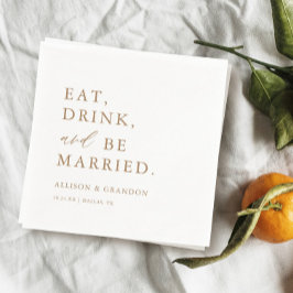 Gold essen Drink und Verheiratet Hochzeit Bar Napk Serviette