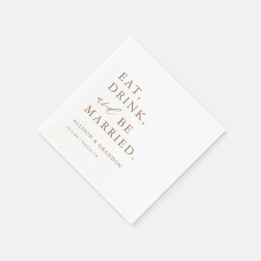 Gold essen Drink und Verheiratet Hochzeit Bar Napk Serviette (Ecke)
