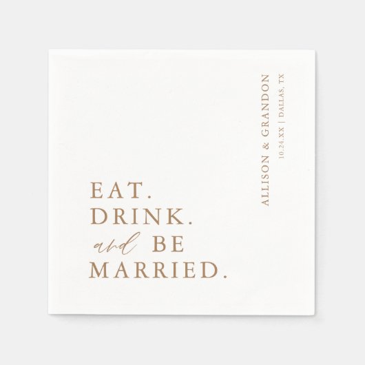 Gold essen Drink und Verheiratet Probe Abendessen Serviette (Vorderseite)