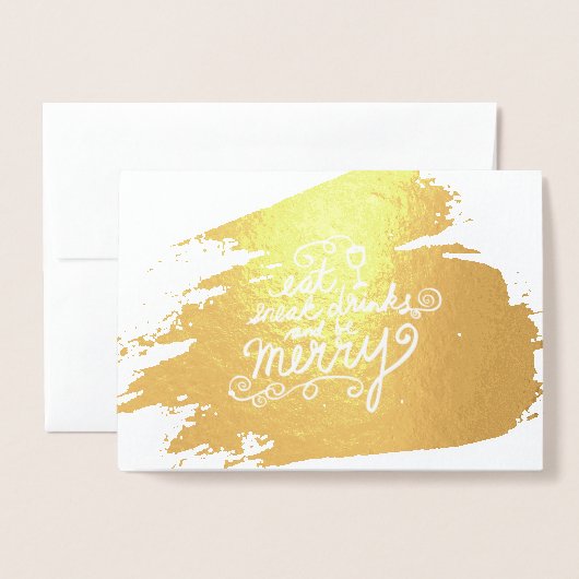 Gold essen, trinken und sich wohlfühlen Feier einl Folienkarte (Vorderseite mit Umschlag)