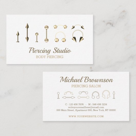 Gold Essential Signature Jewelen Piercing Visitenkarte (Vorne/Hinten)