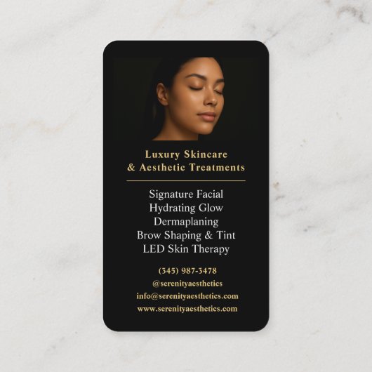 Gold Esthetician QR Code Luxury Black Beauty Visitenkarte (Rückseite)