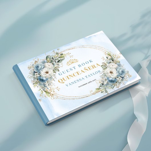 Gold Eucalyptus Boho Guest Book Pastel Blue Quince Gästebuch