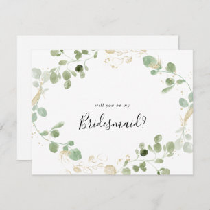 Gold Eucalyptus Bridesmaid Vorschlag Note Card Mitteilungskarte