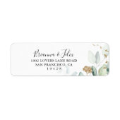 Gold Eucalyptus Calligraphy Return-Address-Label (Vorne)