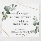 Gold Eucalyptus Cheers Brautparty Schaumweinetikett (Einzelnes Label)