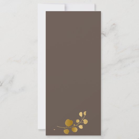 Gold Eucalyptus Dinner Menu Card (Rückseite)