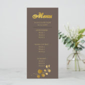Gold Eucalyptus Dinner Menu Card (Stehend Vorderseite)
