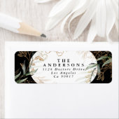 Gold Eucalyptus Elegante Black Onyx Rücksendeadres (Insitu)