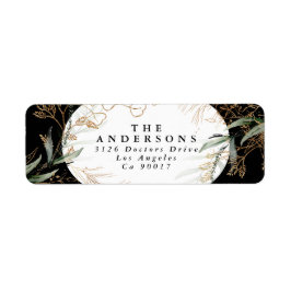 Gold Eucalyptus Elegante Black Onyx Rücksendeadres