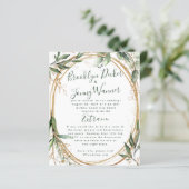 Gold Eucalyptus Elegante Hochzeitseinladung (Stehend Vorderseite)