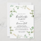 Gold Eucalyptus Foliage Junggeselinnen-Abschied Einladung (Vorderseite)