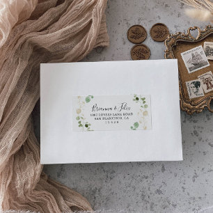 Gold Eucalyptus Foliage Wedding RSVP-Adresse Adressaufkleber