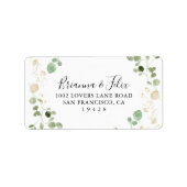 Gold Eucalyptus Foliage Wedding RSVP-Adresse Adressaufkleber (Vorne)