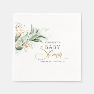 Gold Eucalyptus Greenery Baby Shower Serviette