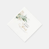 Gold Eucalyptus Greenery Baby Shower Serviette (Ecke)