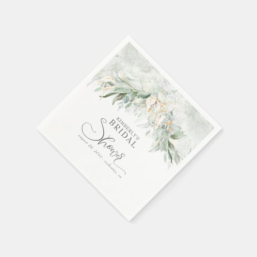 Gold Eucalyptus Greenery Boho Brautparty Serviette (Ecke)