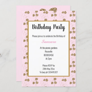 GOLD EUCALYPTUS PINK CLASSIC EINLADUNG