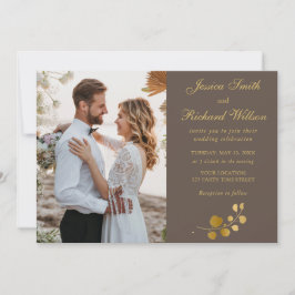 Gold Eucalyptus Wedding FOTO Einladung