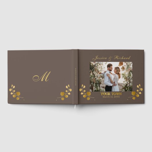 Gold Eucalyptus Wedding FOTO Gästebuch (Voll)