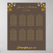 Gold-Eukalyptus-8-Tische Sitzordnung Poster Schild