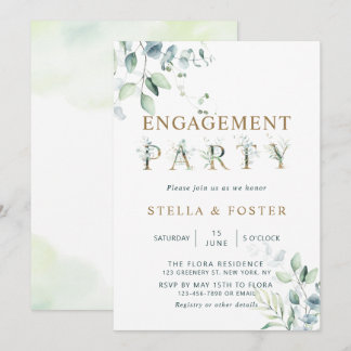 Gold Eukalyptus Botanischer Letter-Engagement-Part Einladung
