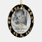 Gold Eukalyptus Branch Blätter Baby Baptisc Foto Keramik Ornament (Rechts)