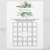 Gold & Eukalyptus Bridal Bingo, Brautparty Game (Vorderseite)