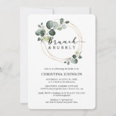 Gold Eukalyptus Brunch and Bubbly Brautparty Einladung (Vorderseite)