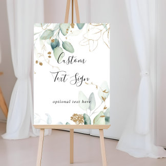 Gold Eukalyptus Calligraphy Custom Text Sign Poster
