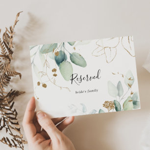 Gold Eukalyptus Calligraphy Reserved Sign