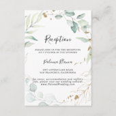 Gold Eukalyptus Calligraphy Wedding Reception Begleitkarte (Vorderseite)