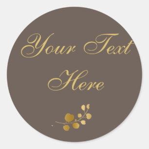 Gold Eukalyptus Custom Text Classic Round Aufklebe Runder Aufkleber