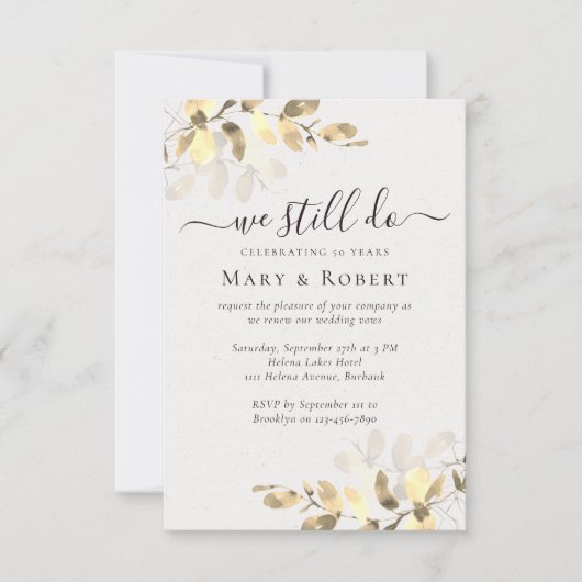 Gold Eukalyptus, den wir immer noch neu verlängern Einladung (Vorderseite)