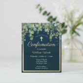 Gold Eukalyptus Floral First Confirmation Budget (Stehend Vorderseite)