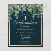 Gold Eukalyptus Floral First Confirmation Budget (Vorderseite)