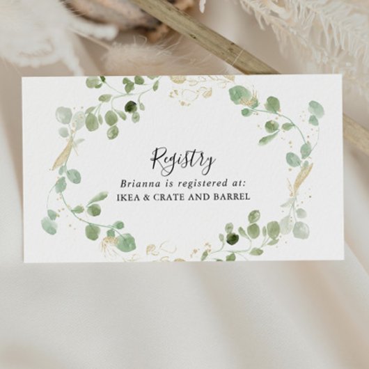 Gold Eukalyptus Foliage Wedding Gift Registry Begleitkarte