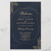 Gold Eukalyptus Geometric Wedding Program Card (Vorderseite)