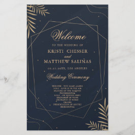 Gold Eukalyptus Geometric Wedding Program Card