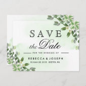 Gold Eukalyptus Greenerity Wedding Save the Date Postkarte (Vorne/Hinten)